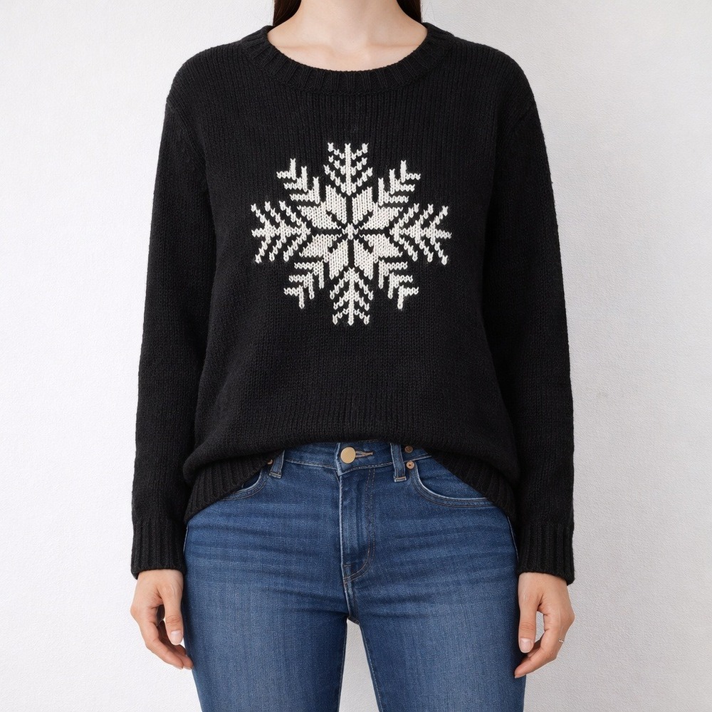 Wooden‎ Ships Paola Buendia Snowflake Mohair Wool Blend Sweater Black XL/L